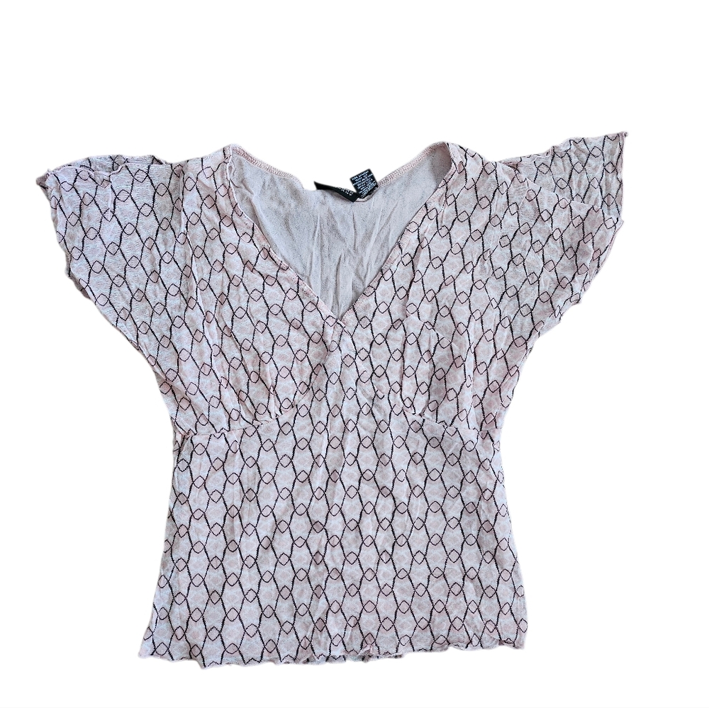 New York & Company Pink Geometric Blouse